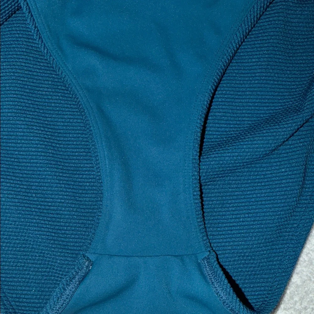 Athleta Scoop Pique Swim Full Lined High Cut Cheeky Soft Cup Bra Coastal Teal